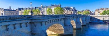 Paris, Pont-Neuf ve Cite manzarası, geleneksel binalar.