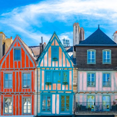     Vannes, güzel yarı ahşap evleri, Brittany muhteşem şehir 