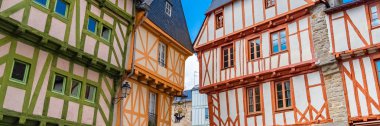      Vannes, güzel yarı ahşap evleri, Brittany muhteşem şehir 