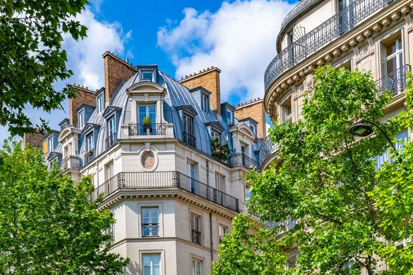 Parijs Typisch Parijse Gevel Rue Septembre Chic Gebied Panoramisch — Stockfoto