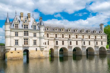 Chenonceau kalesi, Fransa, 16 Haziran 2019, güzel Fransız mirası, panorama