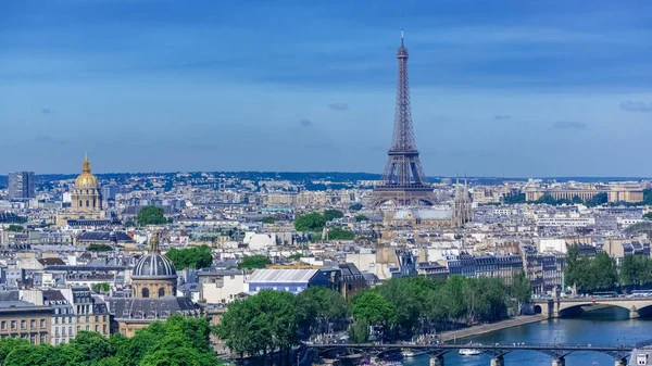 Париж Типичные Крыши Вид Воздуха Эйфелеву Башню Купол Инвалидов Шапель — стоковое фото