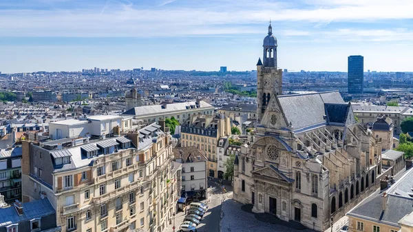 Париж Городской Пейзаж Вид Церковь Сен Этьен Мон Типичные Крыши — стоковое фото
