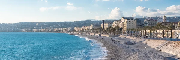 Staden Nice Utsikt Över Stranden Den Franska Rivieran Med Staden — Stockfoto