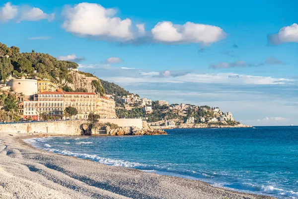 Staden Nice Panorama Över Stranden Den Franska Rivieran Med Staden — Stockfoto