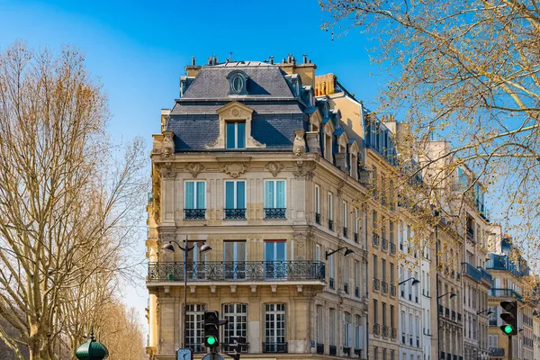 París Hermoso Edificio Típica Fachada Parisina — Foto de Stock