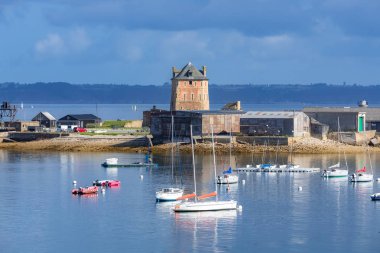 Camaret-sur-Mer, the Vauban tower in the harbor, in a beautiful french city in Brittany clipart