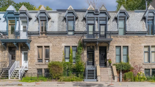 Montréal Maison Victorienne Typique Avec Escalier Extérieur Dans Quartier Plateau — Photo