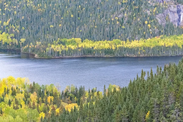 Lac Dans Forêt Canada Pendant Été Indien Belles Couleurs Des — Photo