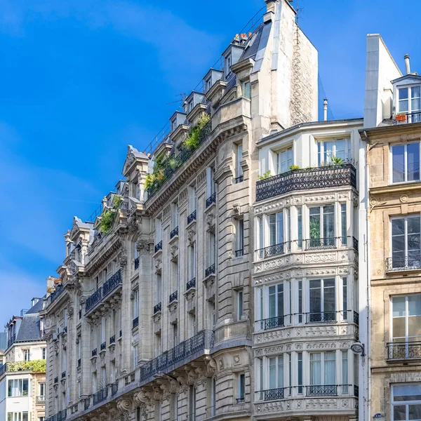 Paris Beautiful Facade Chic Area Typical Balcony Windows — Stock Photo, Image