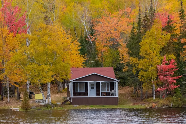 House Forest Lake Canada Autumn Beautiful Colors Trees — Stock Photo, Image