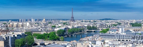 Париж Панорама Эйфелевой Башни Сеной Мостами Самые Известные Памятники — стоковое фото