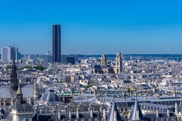 Париж Панорама Города Сент Шапель Церковь Сен Сюльпис Башня Монпарнас — стоковое фото