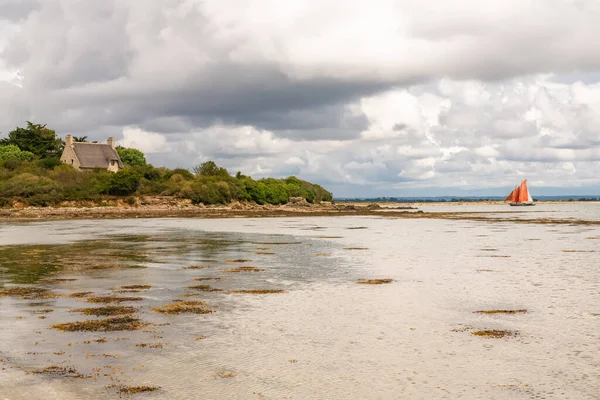 Bretagne Panoráma Morbihan Öböl Kilátás Ile Aux Moines Egy Gyönyörű — Stock Fotó