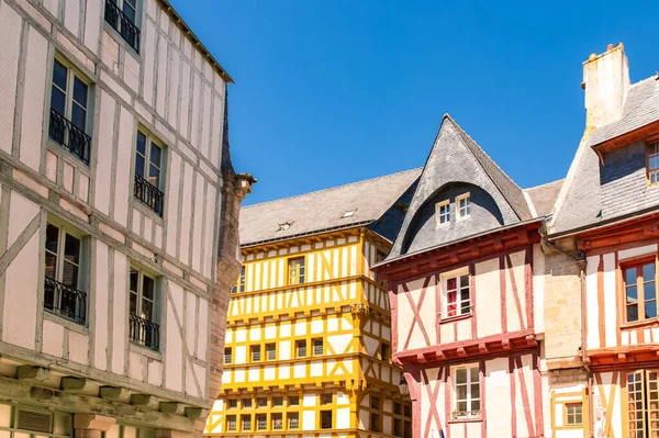 Vannes Hermosa Ciudad Bretaña Antiguas Casas Entramado Madera Fachadas Coloridas — Foto de Stock