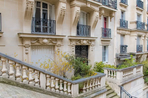 Paris Typical Facades Street Beautiful Buildings Montmartre — Stock Photo, Image