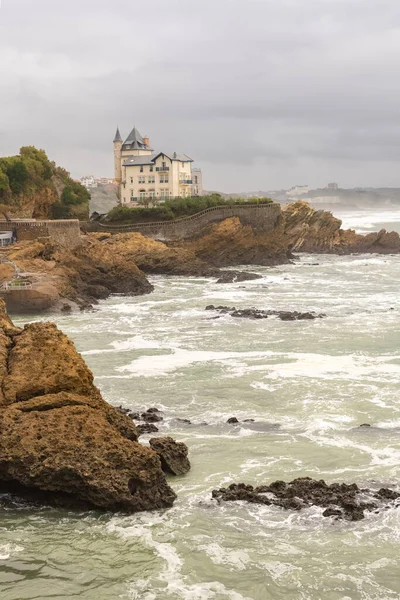 Biarritz Frankreich Küstenpanorama Mit Der Villa Belza — Stockfoto
