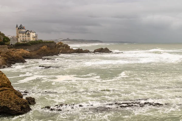 Biarritz France Panorama Côte Avec Villa Belza — Photo