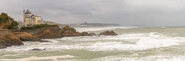 Biarritz Frankrike Panorama Över Kusten Med Villan Belza — Stockfoto