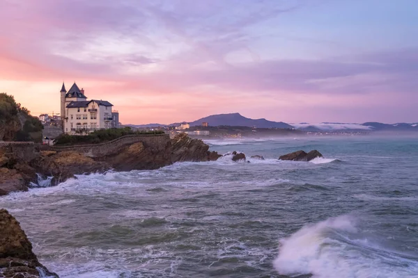 Biarritz France Panorama Coast Villa Belza Sunrise — Stock Photo, Image