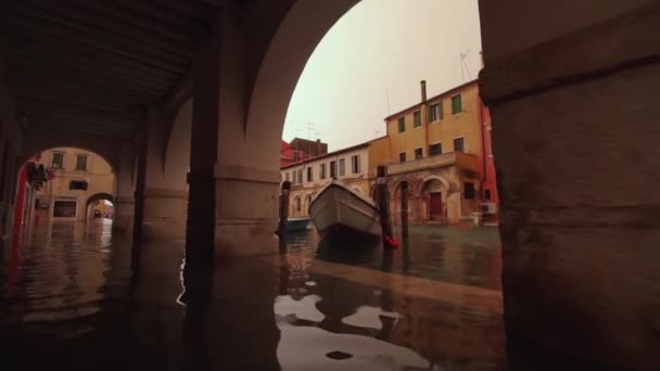 Chioggia cheia de água em um dia no alto mar — Vídeo de Stock