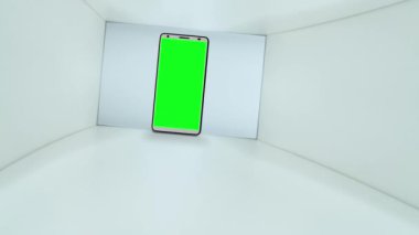 Boş bir kutuda yeşil ekranlı akıllı telefon