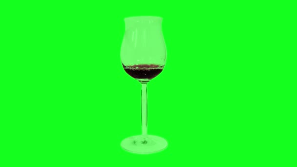 Kırmızı şarap kadehi yeşil ekranda doluyor. — Stok video