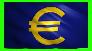 Krom anahtarı için yeşil ekrandaki bayrağın dokusunda Euro sembolü hareket ediyor