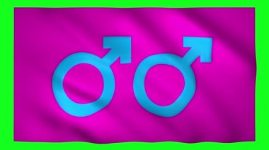 Yeşil ekranda krom anahtar için gay ve erkek cinsiyet sembolü