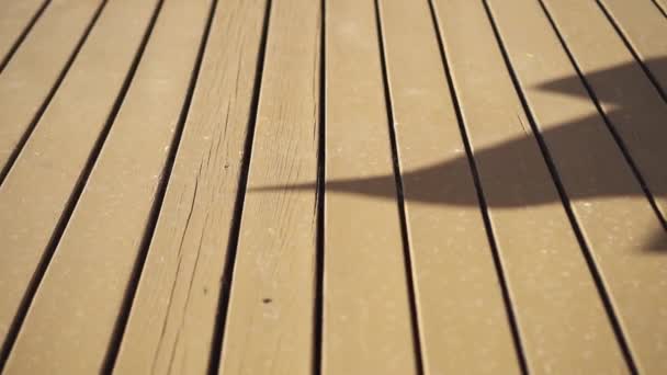 Wooden contrail floor with sun shadows — Stock Footage Wooden contrail floor with sun shadows Video Clip