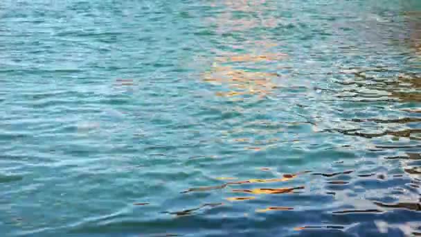 Modrý povrch klidné mořské vody — Stock video