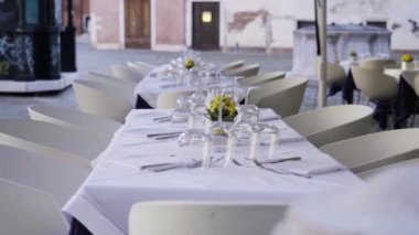 Venedik, İtalya 'da romantik bir restoran