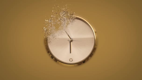Horloge avec tourner les flèches rapides change en sable brillant — Video