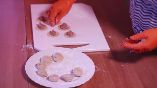 Timelapse of the preparation of handmade dumplings — Stock Video