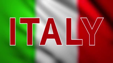 İtalya arka planda bayrak ile yukarıda yazılı
