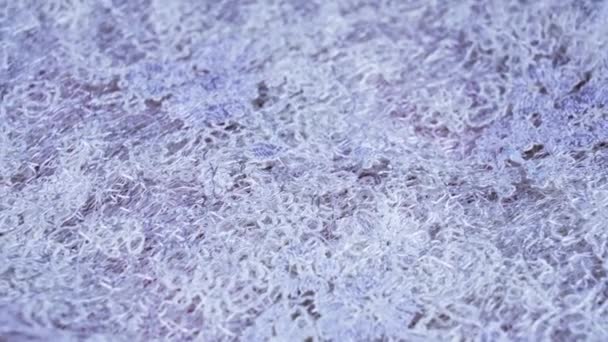 Elegantní bílé tkaničky leží na fialovém povrchu v hromadě rotující — Stock video