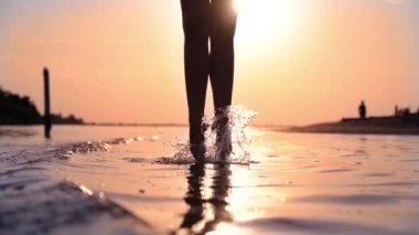 Suda bale yapan kadın dansçı silueti.