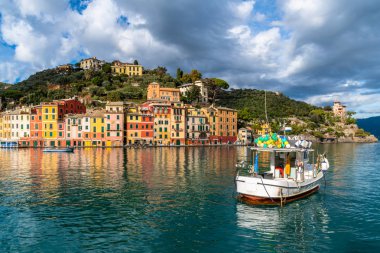 Cityscape Portofino denizden, Ligurya Rivierası, İtalya