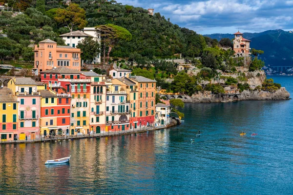 Stadsgezicht Van Italiaanse Kustplaats Ligurische Rivièra Vanaf Bovenkant Italië — Stockfoto