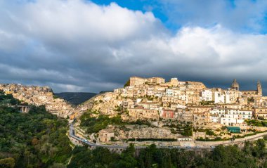 Sicilian baroque city of Ragusa from the hill clipart