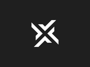 Mektup X logo tasarım konsepti, negatif alanı stili. Onay işaretleri inşa soyut modern en az iz yok. Vektör öğeleri şablon simgesi. Beyaz renk