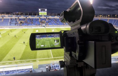 TV, futbol. TV profesyonel studio dijital video kamera