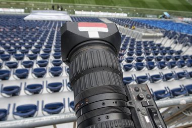 TV, futbol. TV profesyonel studio dijital video kamera