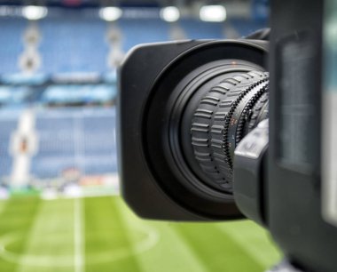 TV, futbol. TV profesyonel studio dijital video kamera