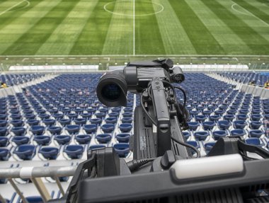 TV, futbol. TV profesyonel studio dijital video kamera