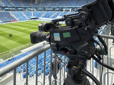 TV, futbol. TV profesyonel studio dijital video kamera