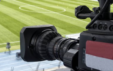 TV, futbol. TV profesyonel studio dijital video kamera