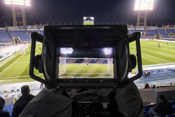 TV at the soccer. TV Professional studio digital video camera