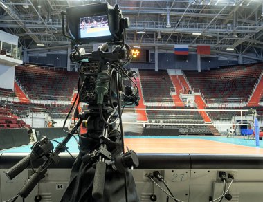 Voleybol, TV. TV profesyonel studio dijital video kamera.