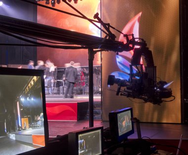 TV profesyonel dijital video kamerada bir konser salonu.